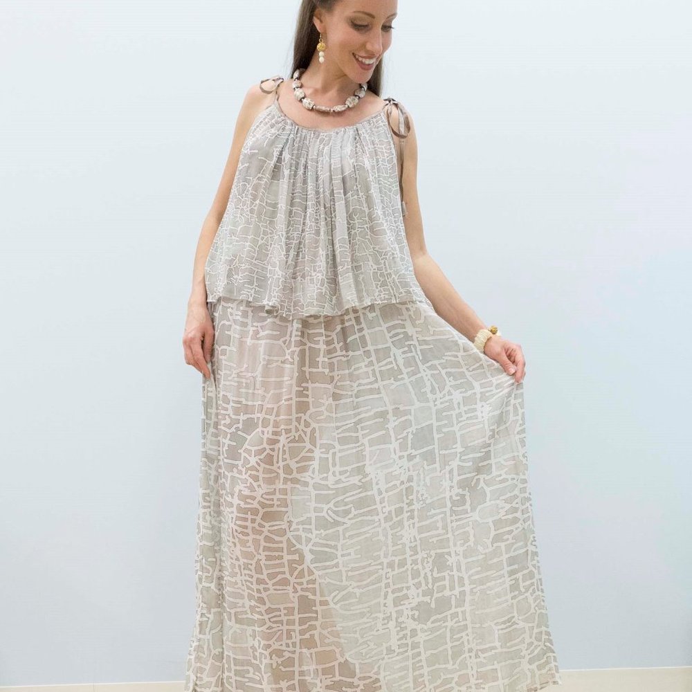 Beach Cover up BEIGE CHAMBRAY style